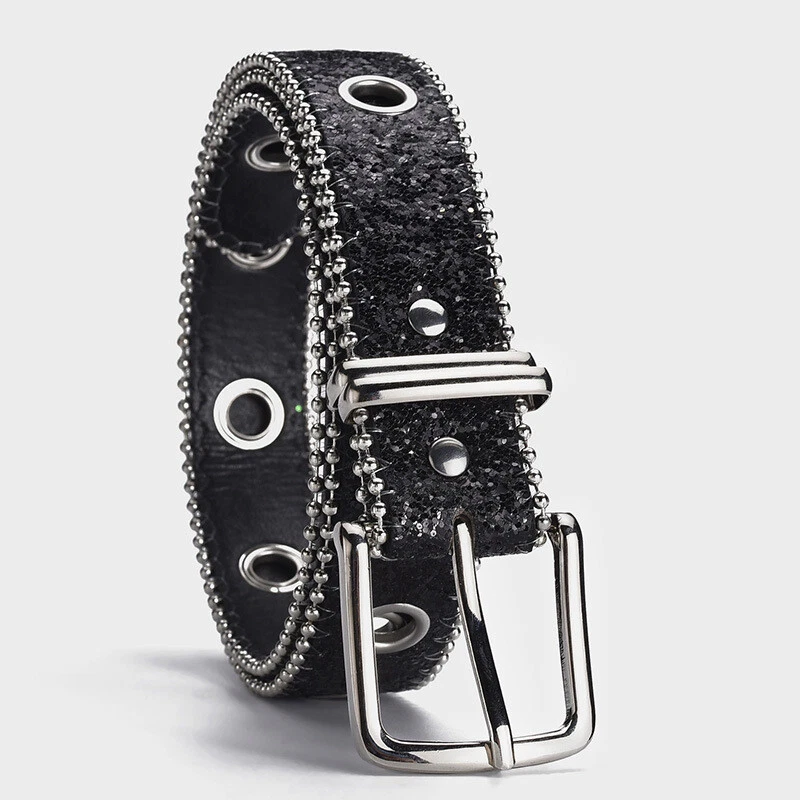 Donna Glitter Paillettes Similpelle Cintura Cowgirl Perno Fibbia Girovita Moda - Immagine 4 di 4