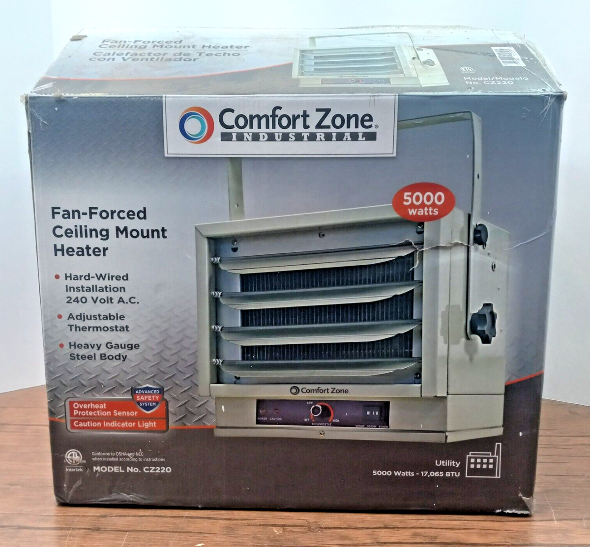 Comfort Zone 5000W Forced Air Industrial Ceiling-Mounted Heater