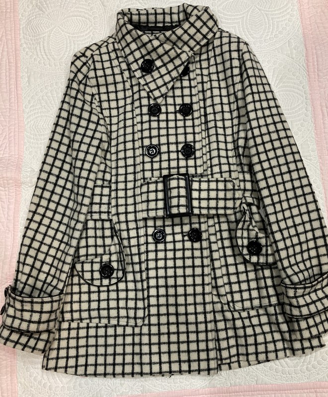 rue 21 women white plaid coat jacket size M