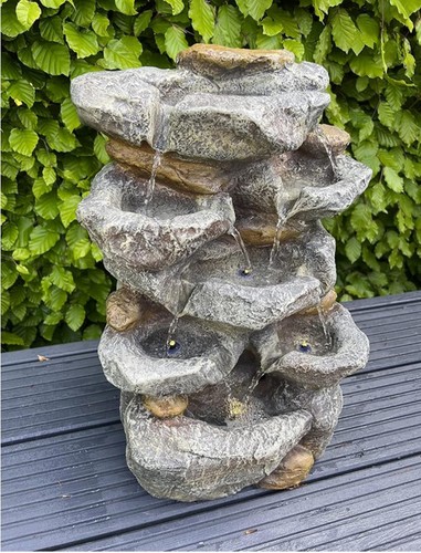 Solar Powered Garden Water Feature with LED Lights - Water Fountain - Picture 3 of 6