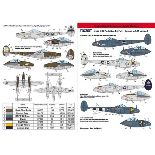 FOXBOT 72-066 Scale 1:72 Decals Lockheed P-38 Lightning Pin-Up Nose (Part I) - Picture 15 of 24