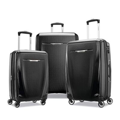 SAMSONITE WINFIELD 3 DLX HARDSIDE LUGGAGE SPINNERS 3-PIECE SET 20/25/28 - BLACK