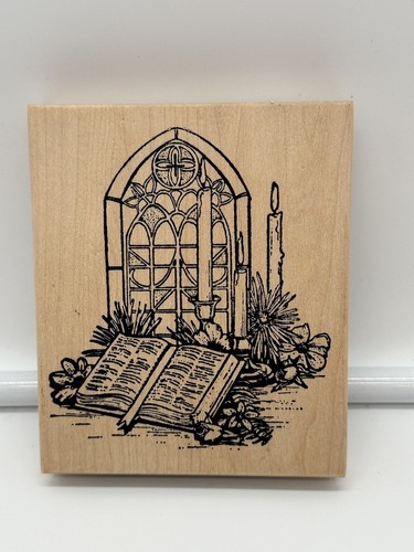 Mounted Rubber Stamp Stained Glass Window Wood Block By Northwoods