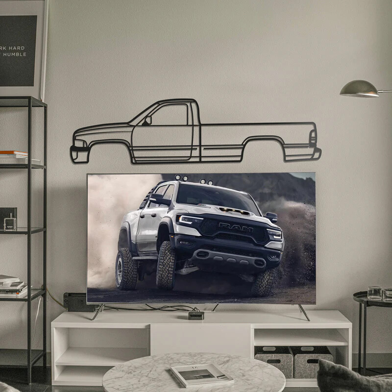 3D Acrylic Metal Car Wall Art - 1994 RAM Silhouette USA Auto Poster Home Decor-image