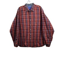 Tommy Bahama Button Front Rust Orange Plaid Shirt Size XL 82424-0872