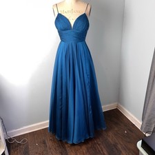 Sherri Hill Blue Teal Pageant Prom Formal Ball Gown Dress Layers Pleats 6