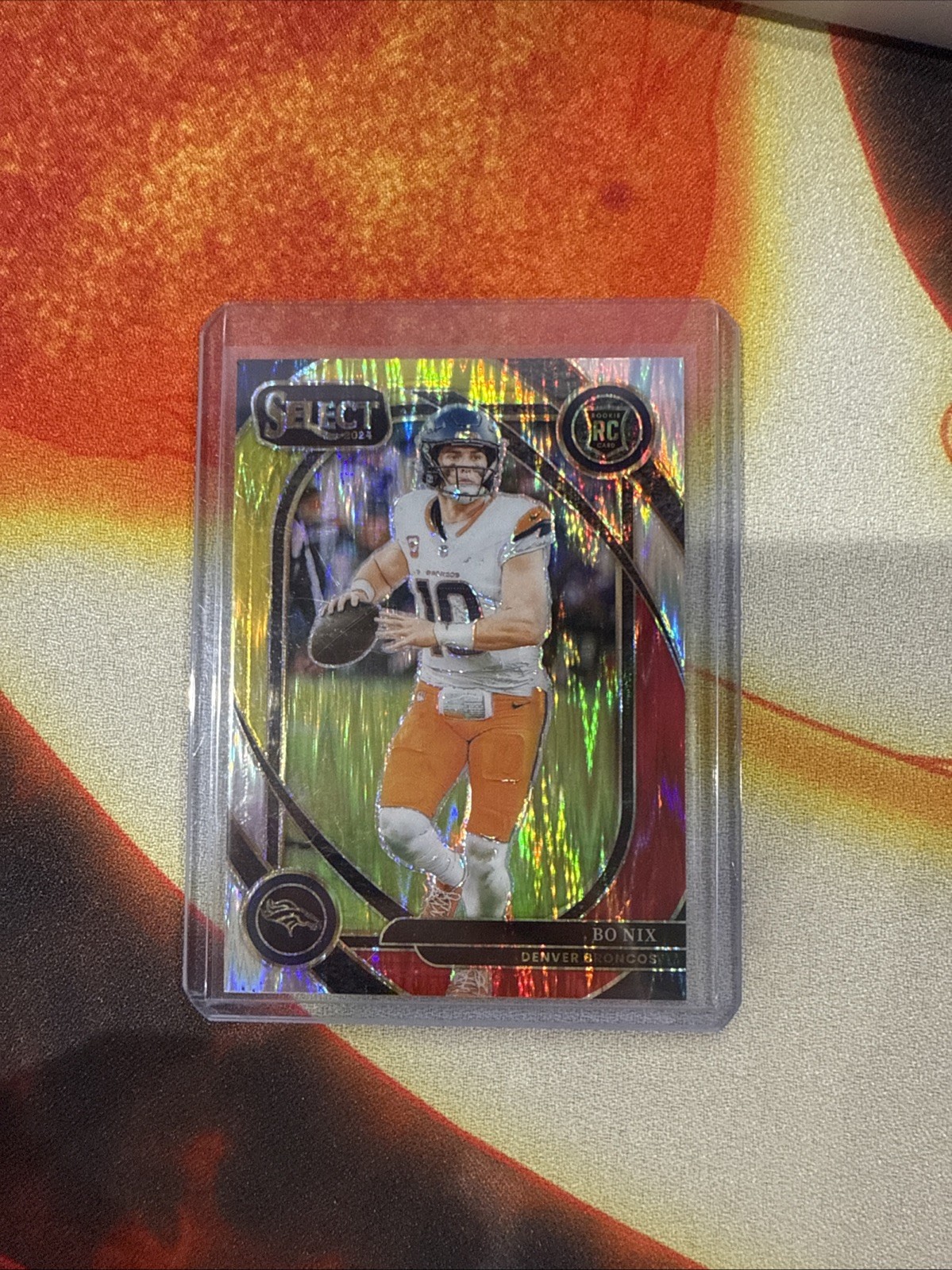 2024 Panini Select - Club Level Bo Nix #221 Red & Yellow Shock Prizm (RC)