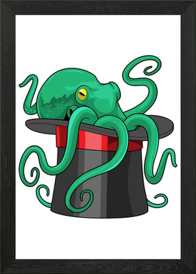 Oktopus Zylinder gerahmtes Wandbild Poster Leinwanddruck Bild