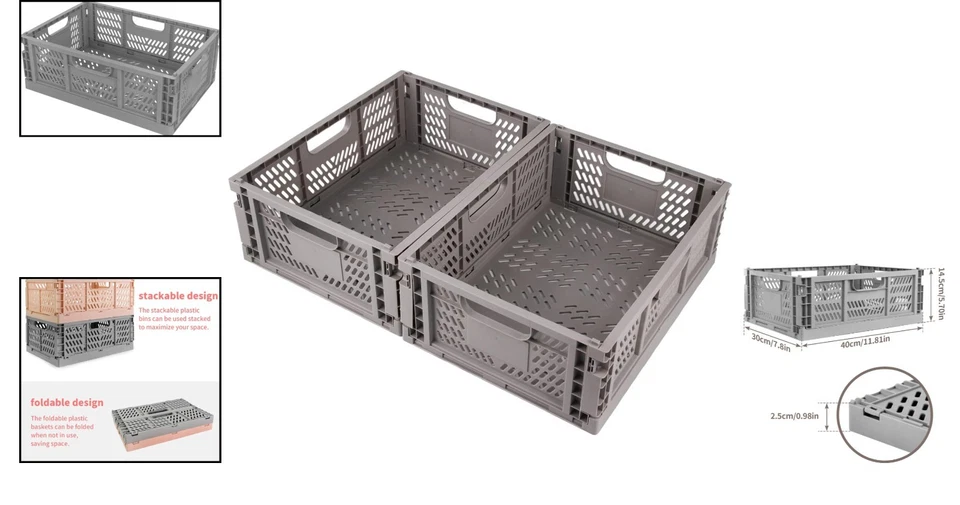 Klappboxen Kunststoff 2 Stücke 40x30x15cm faltbar Aufbewahrungskorb - Bild 2 von 4