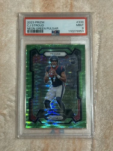 CJ Stroud (RC) - 2023 Panini Prizm - #339 Rookies Neon Green Pulsar Prizm - PSA9
