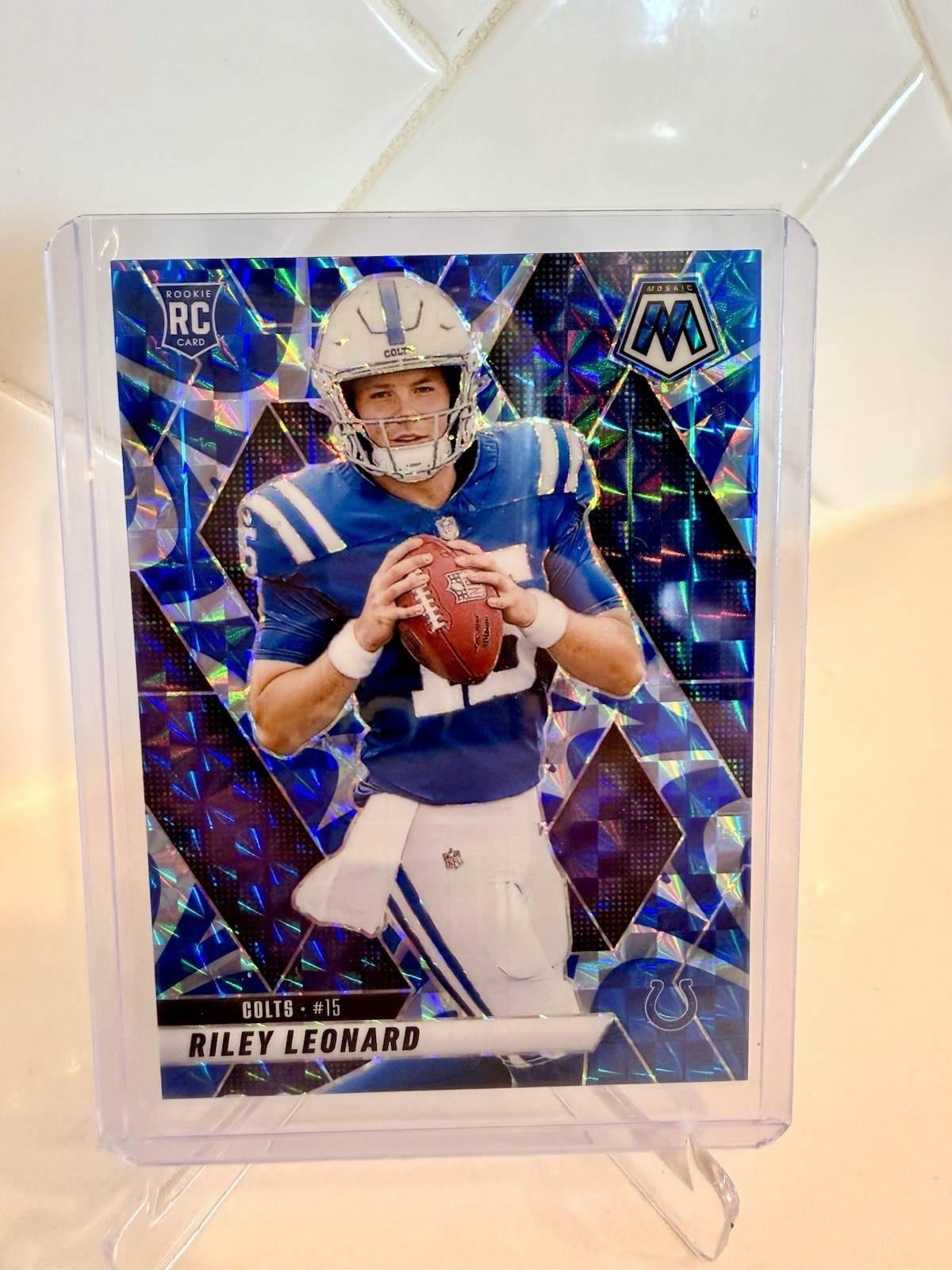 Riley Leonard 2025 Panini Mosaic Reactive Blue Prizm RC Rookie #372 Indianapolis