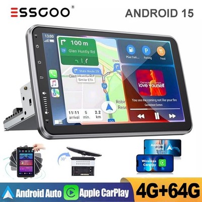 Rotatable 10.1'' Android 15 Touch Screen Car Stereo Radio GPS Wifi Single 1 DIN