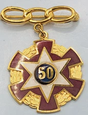 Vintage IOOF Order of Odd Fellows Gold  Tone  Enamel Medal Pin California w.Case