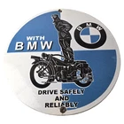 Vintage BMW Sign - Porcelain Metal Motorcycle Gas Pump Service Auto Sign