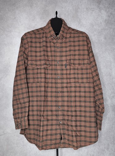 Woolrich Men's Long Sleeve Cotton Flannel Shirt Persimmon Plaid Size Large - Picture 1 of 10