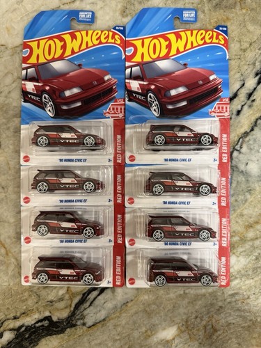 Hot Wheels Target Exclusive Red Edition 90 Honda Civic EF Lot Of 8
