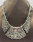 Silver Tone Tribal Statement Bib Necklace Boho Ethnic Geometric