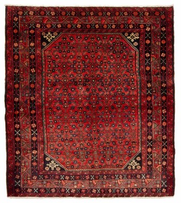 Vintage Traditional Hand-Knotted Area Rug 4'11'' x 5'7'' Oriental Wool Carpet