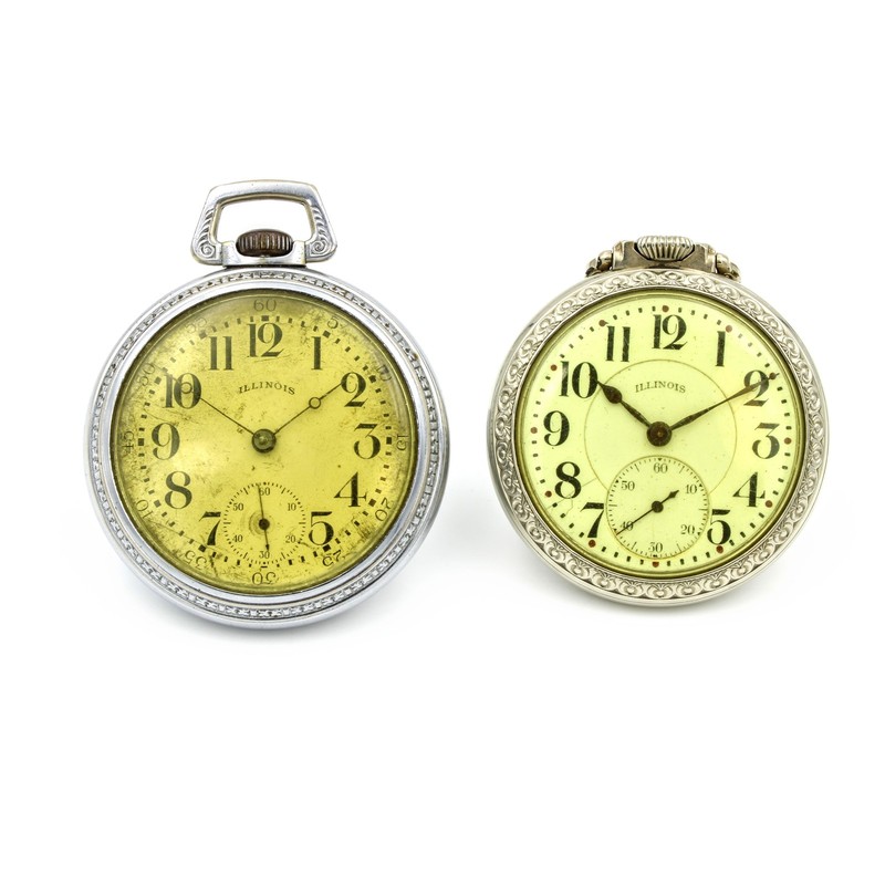 1899-1919 Illinois 50mm 16-18s 17-19j Manual Pocket Watch Lot of 2 #WB5346-3