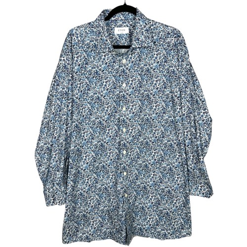 ETON Classic Fit Herren Hemd mit Knopfleiste Blumenmuster Blau Größe 46/18 XXL - Bild 2 von 10