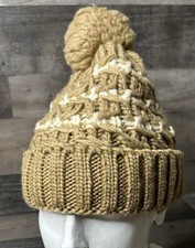 Women Beanie, Pom-Pom Chunky Knit Winter Snow Hat Brown one size