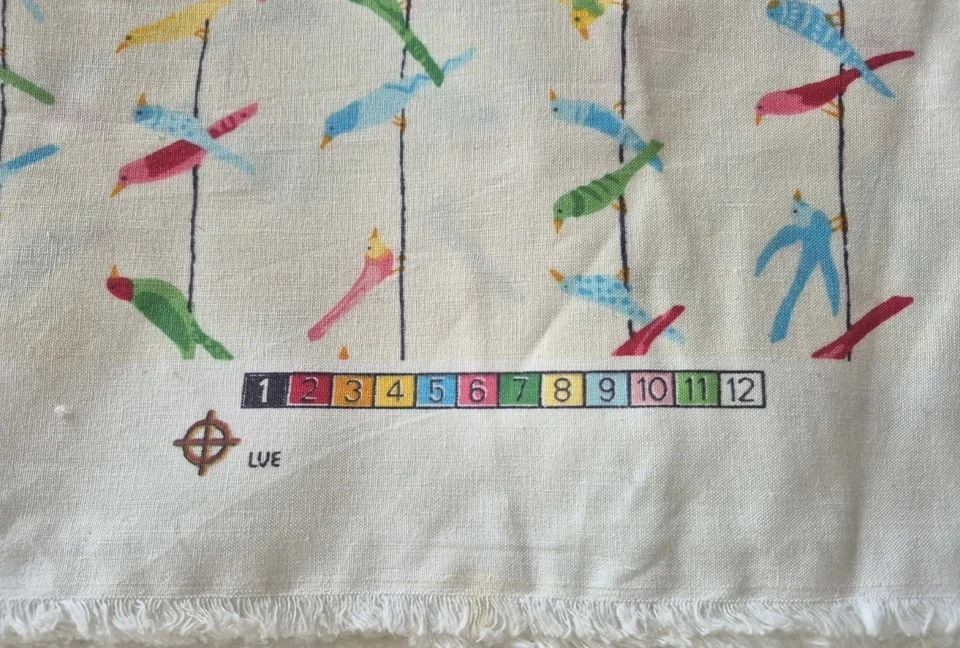 Tela decorativa ancha patrón pájaro colorido vintage BIRDS ON A WIRE 56" ancho Foto 4 de 4