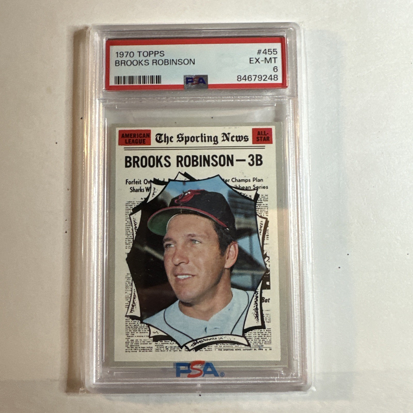 1970 Topps Baseball Brooks Robinson Sporting News All-Star #455 PSA 6