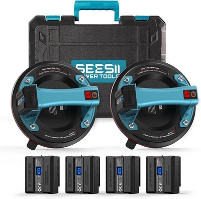 Seesii 8" Saugheber Batterie 270kg Traglast LCD Display Fliesen Glas Transport