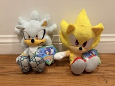 Jakks Sonic The Hedgehog 35th Anniversary SUPER SONIC SILVER 9 Plush Lot Of 2
