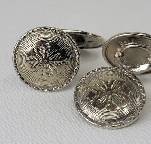Vintage BELAIS 14K White Gold Front 4 Leaf Clover Cufflinks in Box - 5.47g - Picture 9 of 20