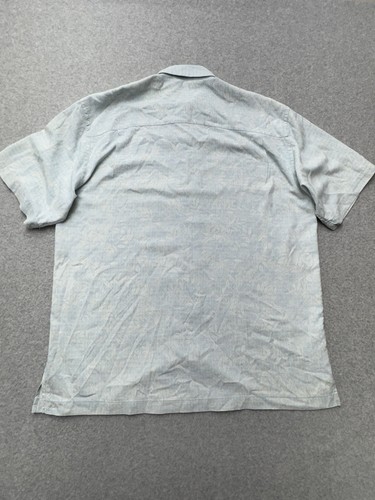 Camisa Tommy Bahama Para Hombre Grande Azul Seda Bordada Flores Floral Costa Playa - Imagen 8 de 10