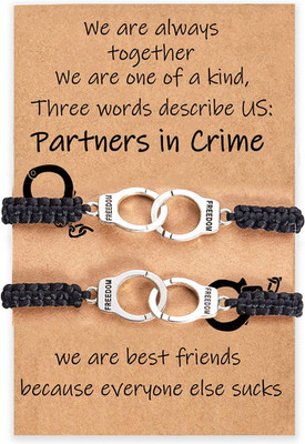 Friendship Bracelets for Women, Partners in Crime Handcuff Matching Bracelets, F