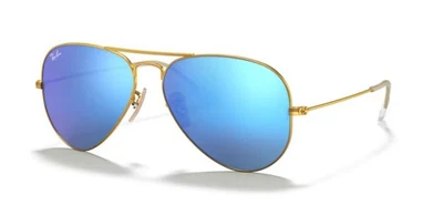 RAY BAN 3025 Aviator 58 012/17 Lunettes Soleil Or Mat Verre Bleu Miroir - Photo 1/3