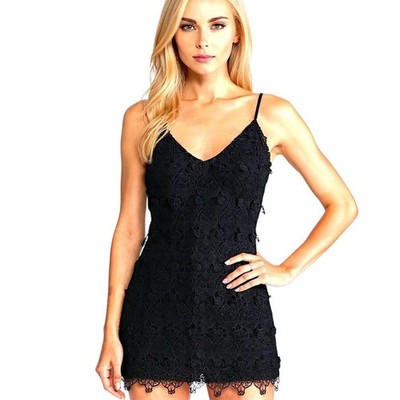 Dolce Vita Byzantine Mini Dress Women's Size M Black Lace Adjustable Straps 