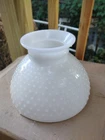Vtg oil lamp shade Hobnail Milk Glass Hurricane Lamp Shade 8 Inch Diameter