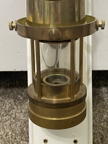 Vintage Cambrian Miners Safety Lamp W.R.Clanny-Sir H. Davy BRASS Mounted - Picture 3 of 8