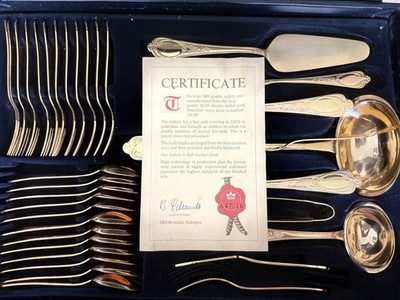 72-Piece SBS Bestecke Solingen 23/24K gold-plated flatware set w/Certificate