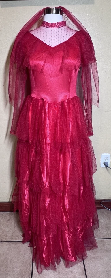 BeetleJuice Lydia's Red Wedding Dress Small 4-6 Costume Cosplay Broadway - Image 4 of 4