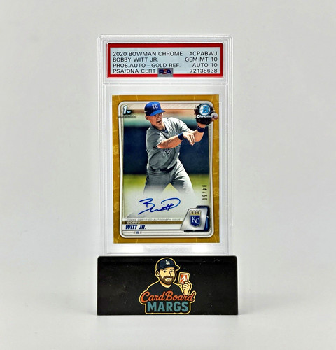 2020 Bowman Chrome Bobby Witt Jr  Gold Refractor Auto /50 PSA 10 🔥 Auto 10 🔥 