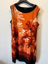 Klass Palm  rint Stretch Tunic Dress Orange Black XXL UK 20 22 Tropical 1689