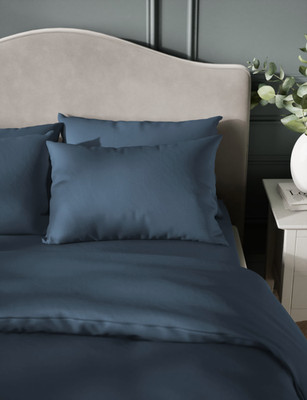 M&S Ägyptischer Baumwollsatin zwei Oxford Kissenbezüge 400 Fadenzahl Marine