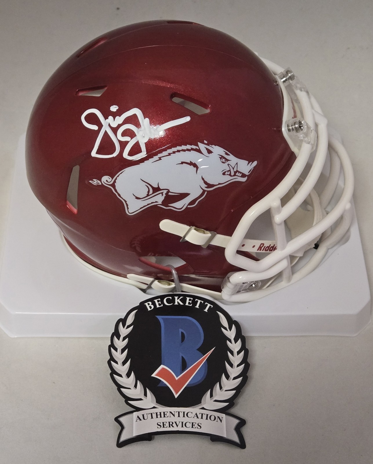 Jimmy Johnson Autographed Signed Arkansas Razorbacks Speed Mini Helmet Beckett Auto Coach 
