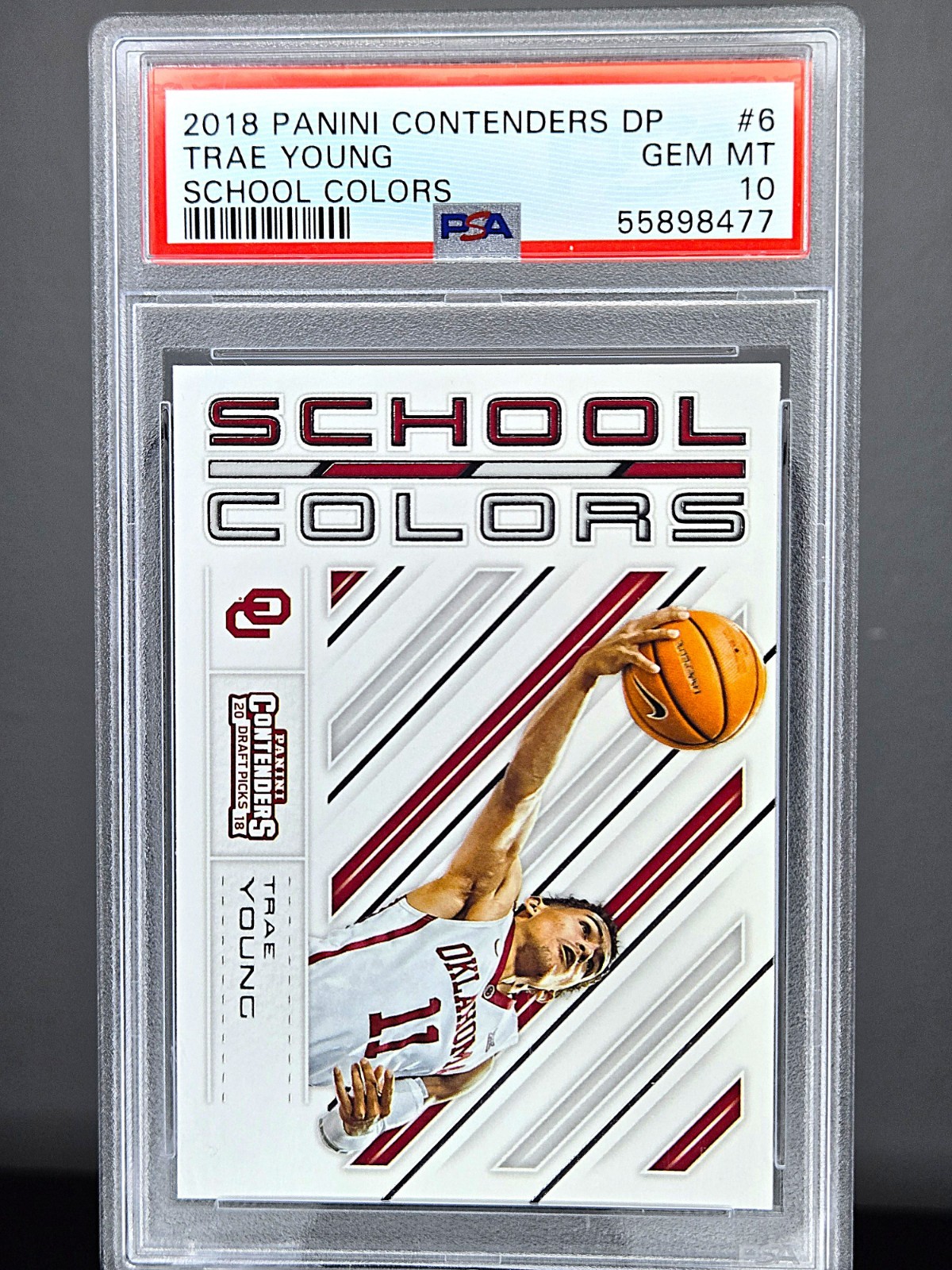 Trae Young Rookie Card 2018 Panini Contenders DP SCHOOL COLORS #6 PSA 10 GEM MT