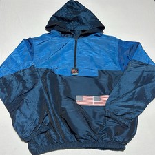 Vintage SURF STYLE Windbreaker Hoodie One Size - Iridescent Blue Jacket 90s