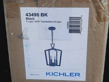 KICHLER Abbotswell 19" 4-Light Black Traditional Candle Kitchen Pendant 43498BK