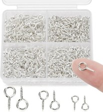 700 PCS Small Screw Eye Pins   Silver Hooks in 3 Sizes for Jewelry  Crafts