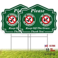 2 Pack No Peeing and No Pooping Dog Sign, Please Be Respectful Keep Off The