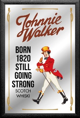 Johnny Walker Spiegel Scotch Whisky Wandspiegel 30 cm Bar Kneipe Kellerbar