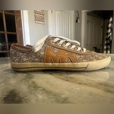 Michael Kors Brown Tan Logo Low Top Lace Up Sneakers Womens Size 7