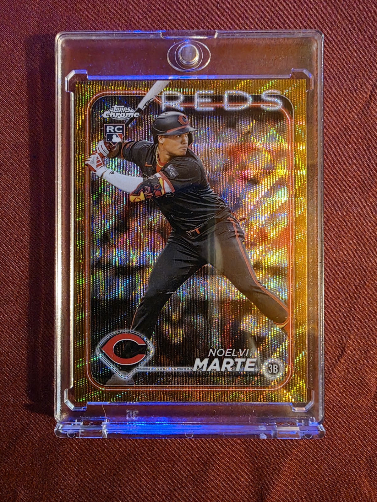 2024 Topps Chrome - Noelvi Marte #177 Gold Wave Refractor /50 (RC)